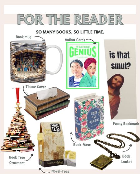 Holiday Gift guide for the reader in your life. Lots of cute book ornaments, funny book marks and book-themed gifts. 

#LTKCyberWeek #LTKHoliday #LTKGiftGuide