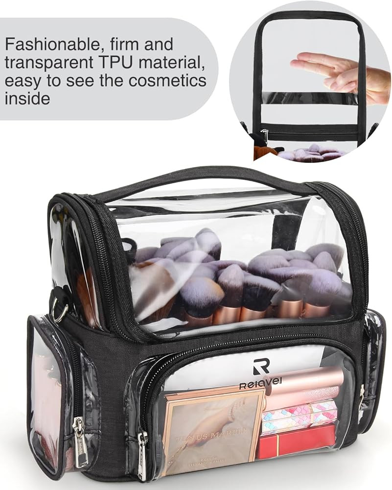 Makeup Brush Bag, Clear Makeup Brush Holder Professional Makeup Artist Travel Case Waterproof Cos... | Amazon (US)