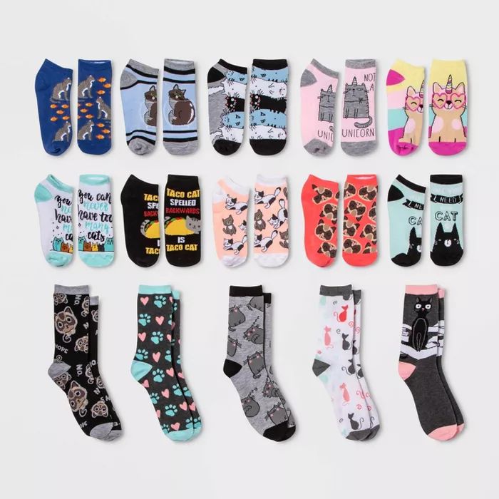 Women's Cat Lovers 15 Days of Socks Advent Calendar - Assorted Colors One Size | Target