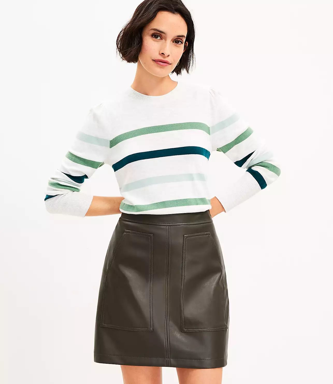 Faux Leather Pocket Shift Skirt | LOFT