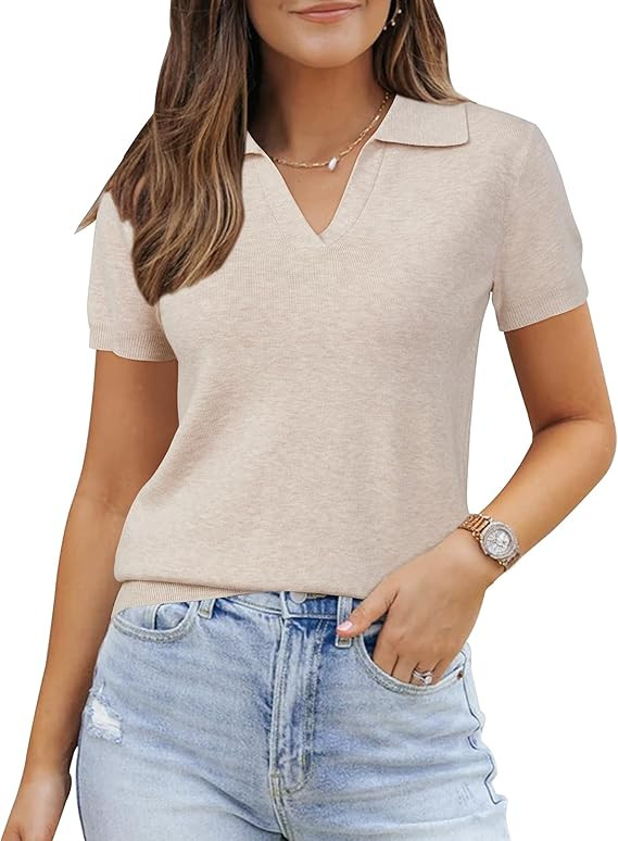 Arach&Cloz Women's Wool Blend Summer Fall Tops Business Casual Polo Shirts 2025 | Amazon (US)
