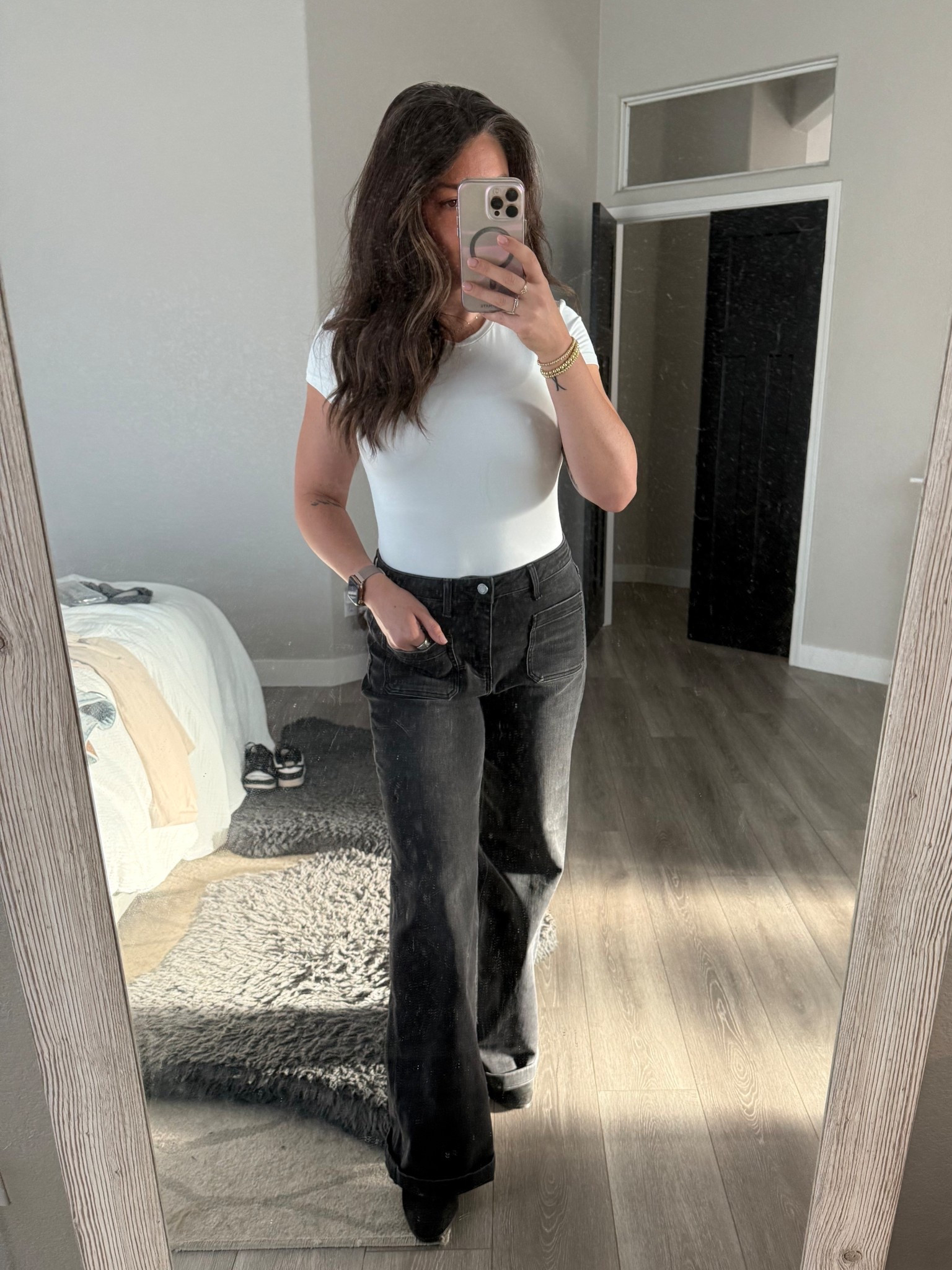 Loving these new jeans from Vici! They can be dressed up or down, perfect for any occasion! Wearing a 27 in the jeans and a small in the top.  

#LTKStyleTip #LTKSeasonal #LTKFindsUnder100