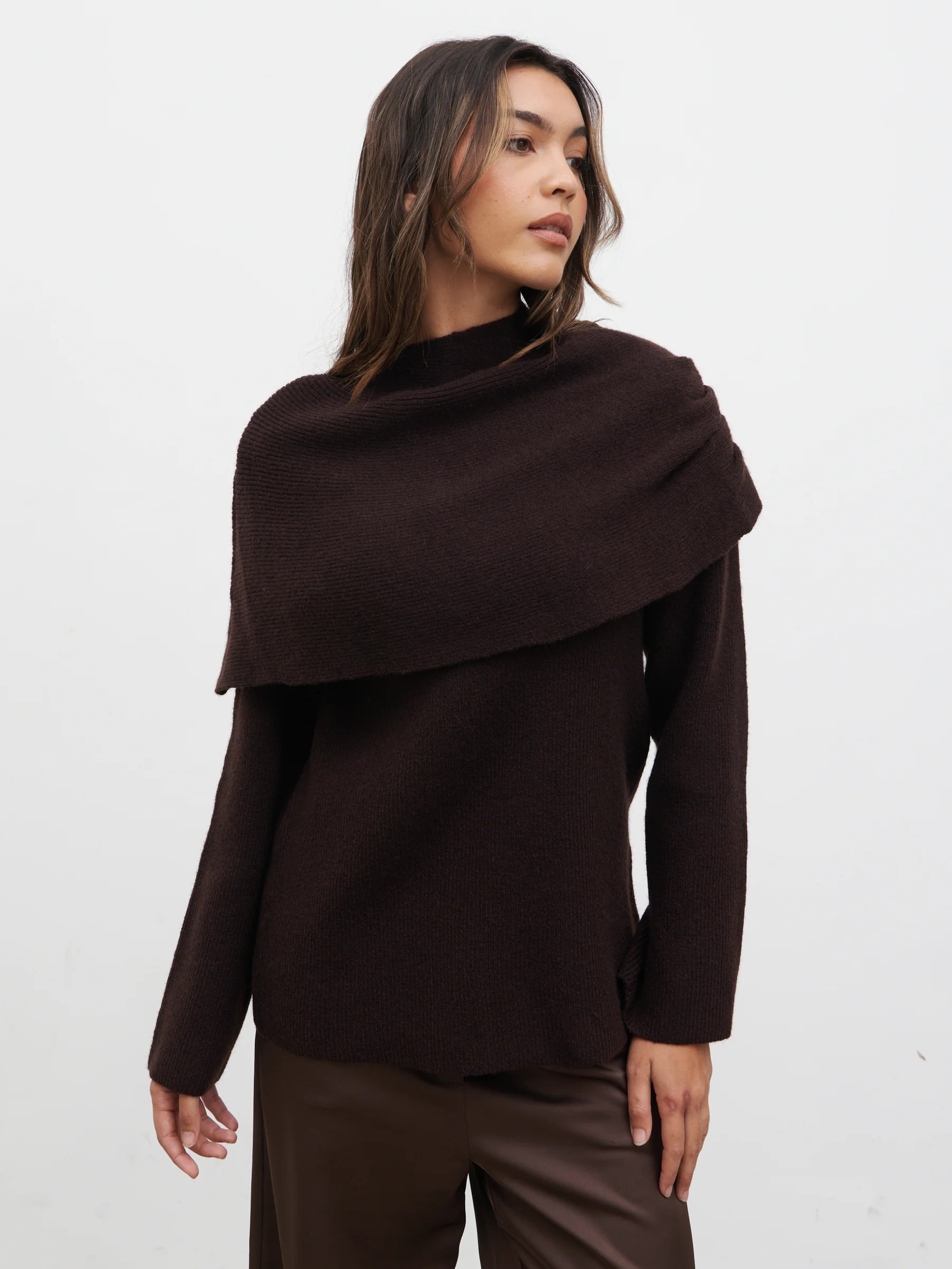 Tarla Exaggerated Drape Knit Jumper | Pretty Lavish (UK)