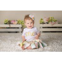 Gold One Baby Onesie Girl Birthday Glitter 1st Shirt Sparkle First | Etsy (US)