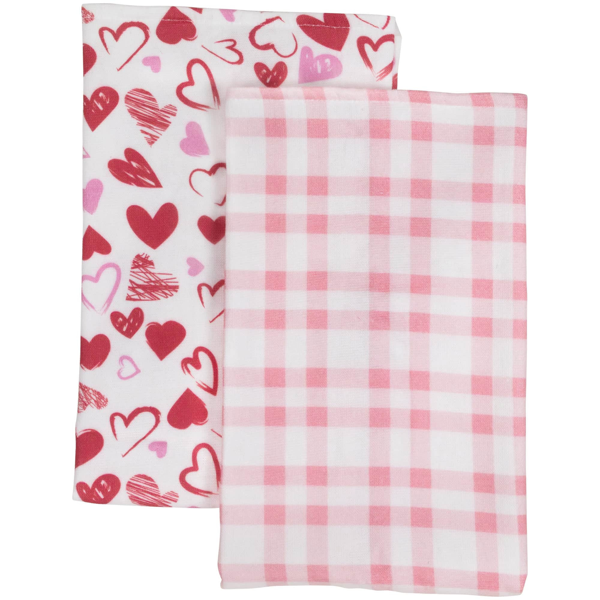 Northlight Plaid and Hearts Valentine's Day Kitchen Tea Towels - 26 inch - Pink and Red - Set of 2 | NORTHLIGHT FG99746 | Lowe's