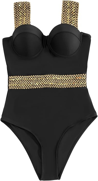 Floerns Women's One Piece Swimsuit Colorblock Push Up Contrast Trim Monokini | Amazon (US)