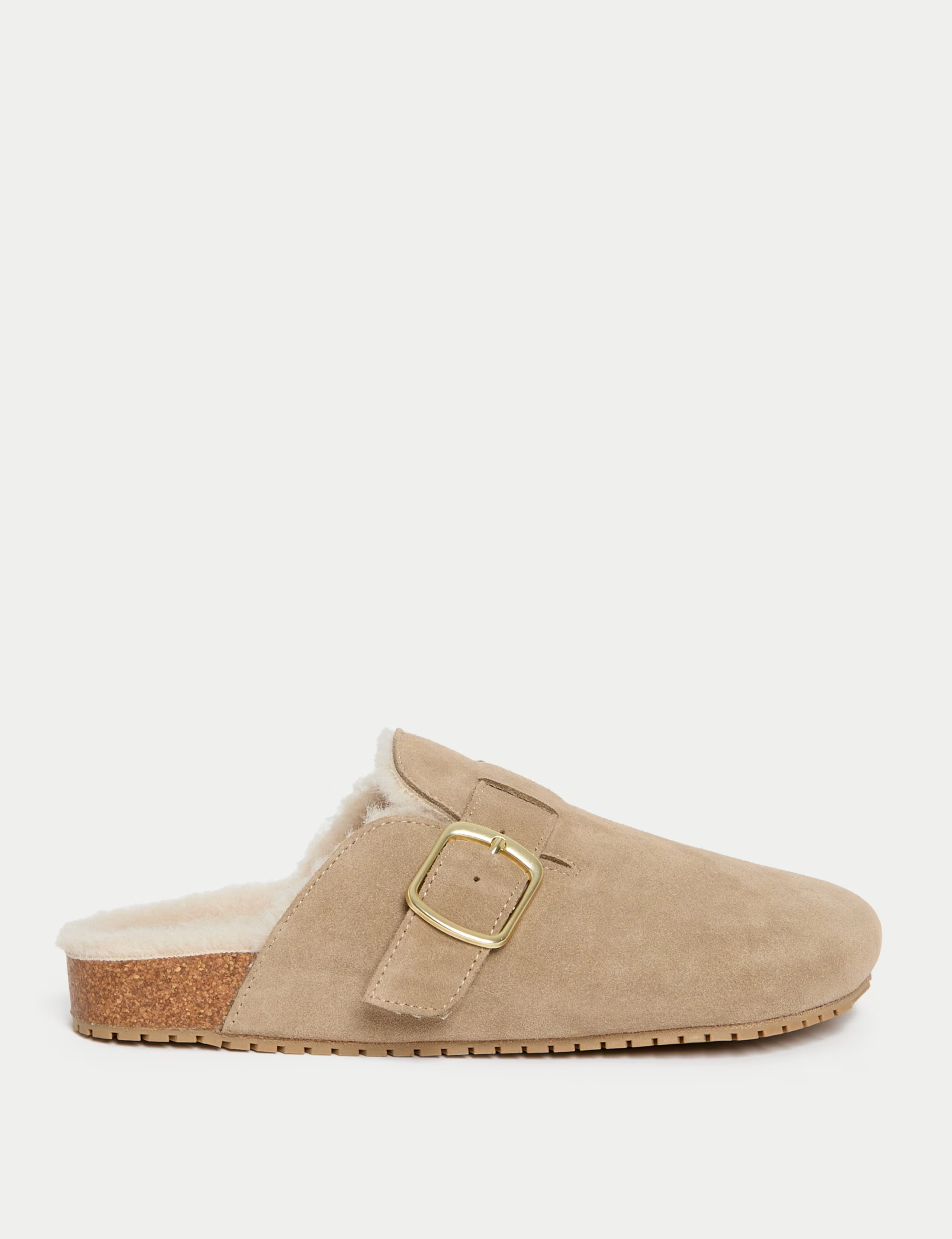 Suede Faux Fur Lined Clog Mule Slippers | M&S Collection at M&S | Marks & Spencer (UK)