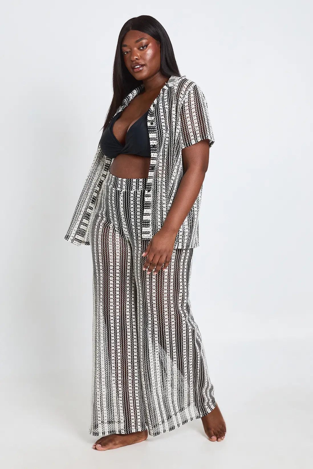 Black Plus Crochet Beach Trouser | Boohoo USA | boohoo (US & Canada)