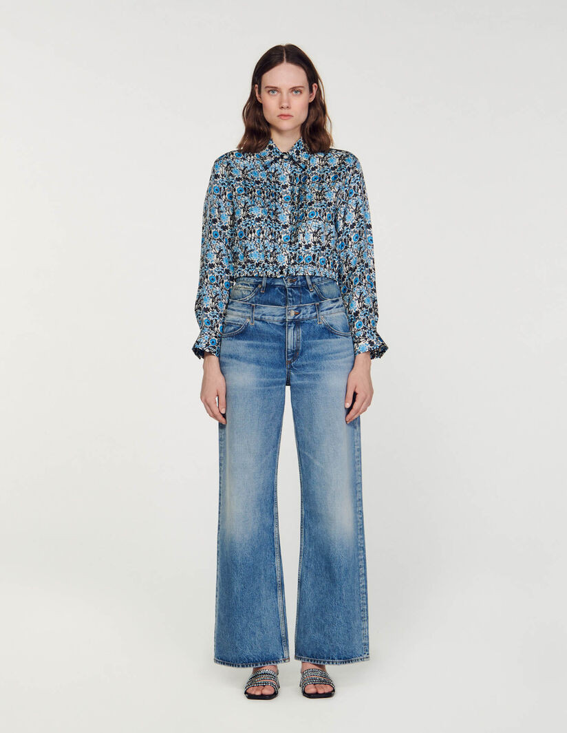 Cropped silk shirt | Sandro-Paris US