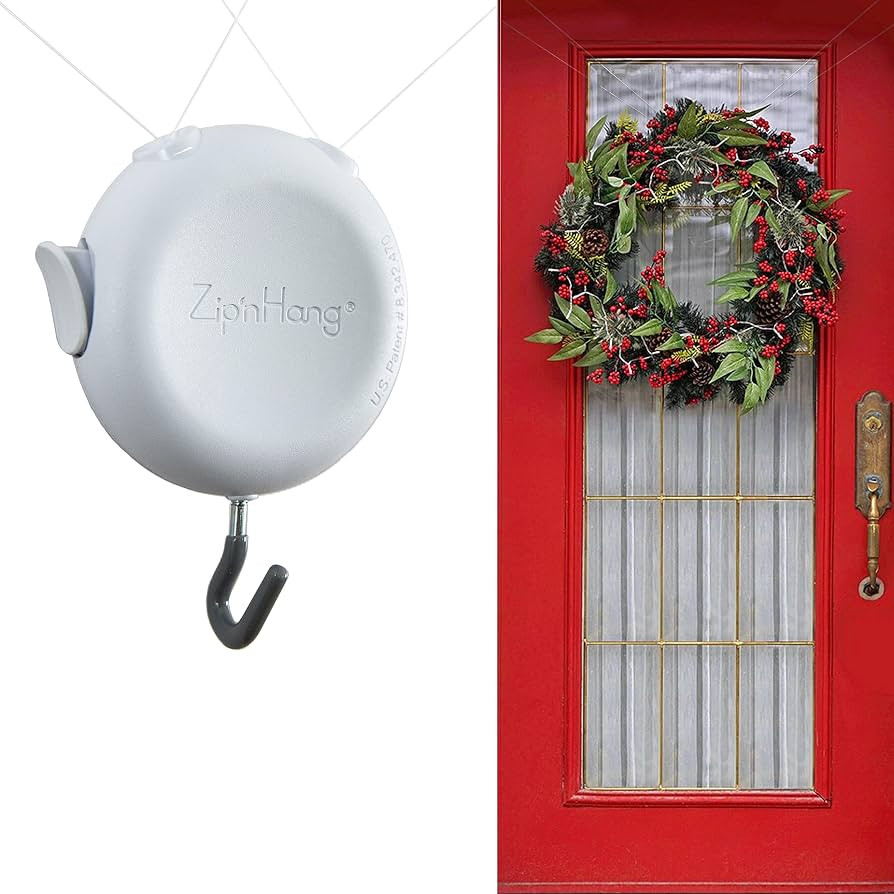 Wreath Hangers for Front Door (White - 1 Pack) - Damage Free Hanging - ZIPNHANG: Adjustable Door ... | Amazon (US)