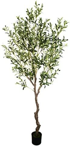 GUYUSO 7ft Tall (210cm high ,1872lvs) Artificial Olive Tree in Pot Fake Olive Tree for Indoor Dec... | Amazon (US)