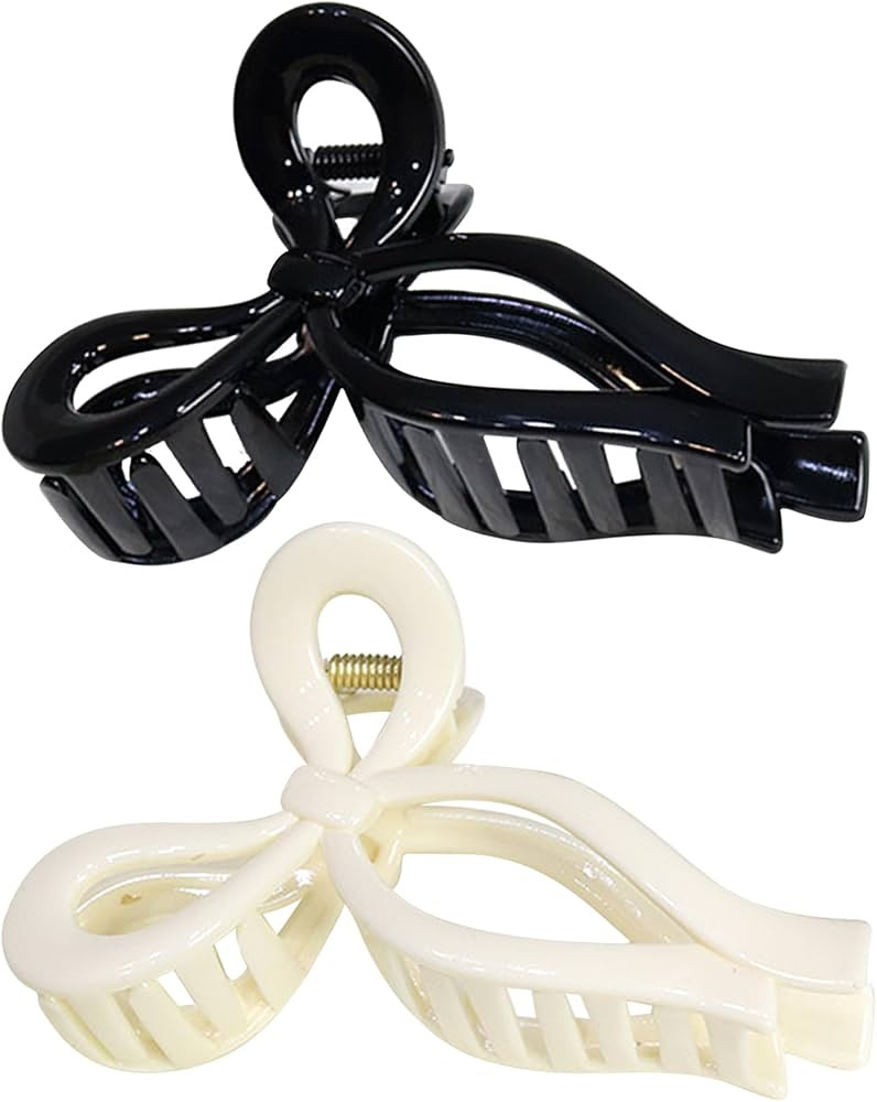 AEGYPIUS Bow Claw Clip, 2 Pcs Black and White Bow Claw Clips for Women, Claw Clip Bow, Bow Hair C... | Amazon (US)