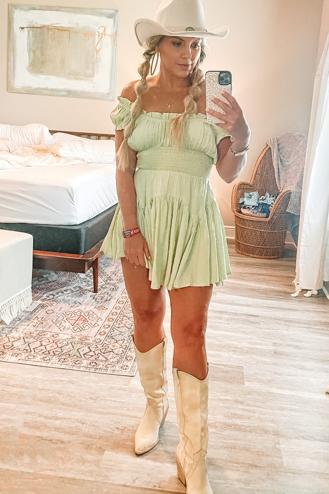 Country Music Festival Outfit Idea
I went to a country concert and wore this off the shoulder dress on the fourth day paired with boots and a cowboy hat from altrd state 
#countryconcert #countrymusicfestival #westernoutfit

#LTKunder50 #LTKsalealert