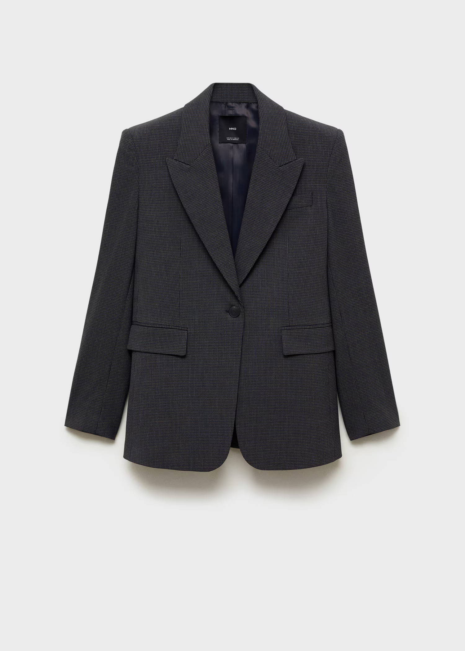 Straight-fit micro-houndstooth jacket - Women | MANGO United Kingdom | MANGO (UK)