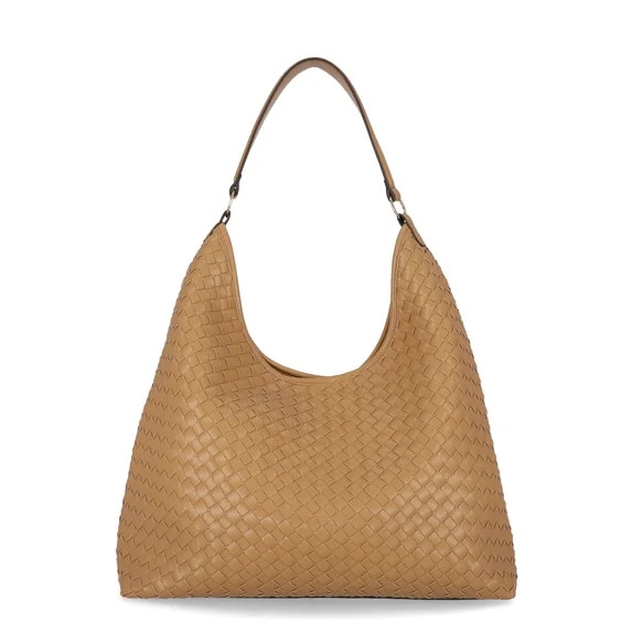 Scenario Women's Faux Leather Woven Hobo Shoulder Bag, Brown Spaniel | Walmart (US)