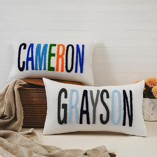 Personalized Baby Name Punch Needle Pillow Cover, Custom Baby Gift Nursery Pillow, Baby Room Deco... | Amazon (US)
