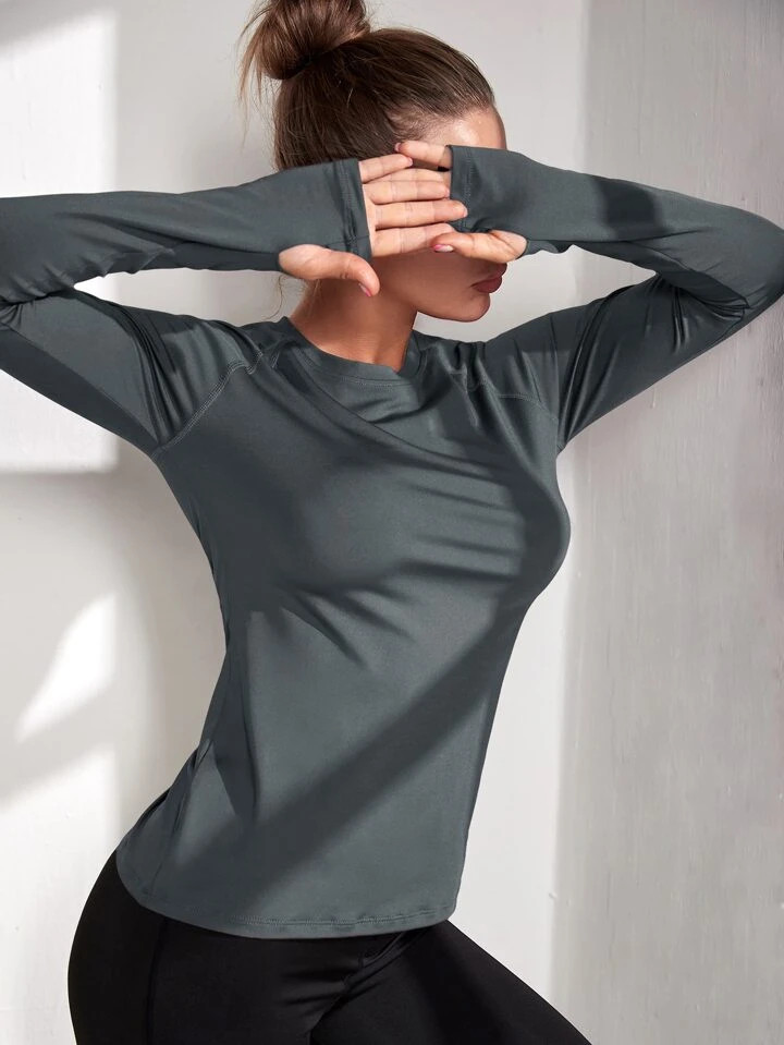 Yoga Basic Absorbs Sweat Breathable Sports Tee | SHEIN