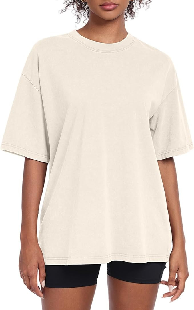 Womens Washed Vintage Oversized T-Shirt Casual Baggy Streetwear Boyfriend Tee Workout Short Sleev... | Amazon (US)