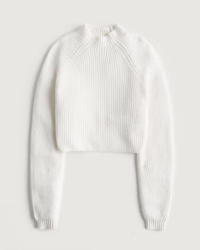 Women's Easy Long-Sleeve Cable-Knit Mock-Neck Sweater | Women's Tops | HollisterCo.com | Hollister (UK)