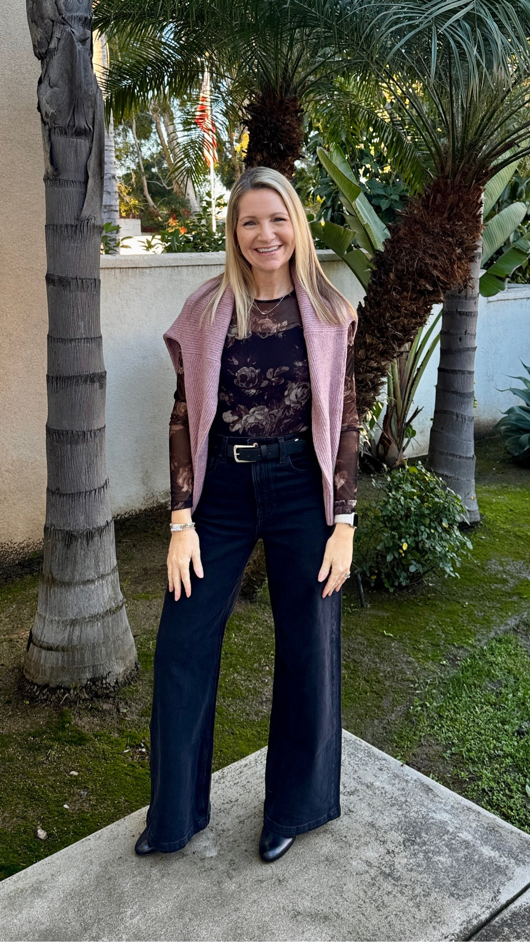 Friday Finds! My favorite jeans of the season are my Gap high rise stride wide leg so when they went on sale recently I had to grab them in black. And I love them just as much. These are the most flattering jeans I own and they are so easy to dress up or down. 

My sheer floral top is a Gap find from last year but I linked similar options. 

My sweater is a recent Old Navy find. 

#LTKWorkwear #LTKootd #LTKOver40