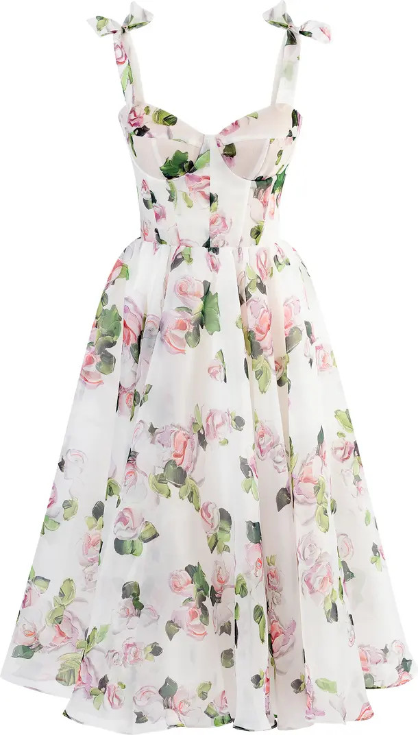 Milla Tender Floral Midi Tie-Strap Dress | Nordstrom | Nordstrom