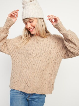 Cozy Cable-Knit Blouson-Sleeve Sweater for Women | Old Navy (US)