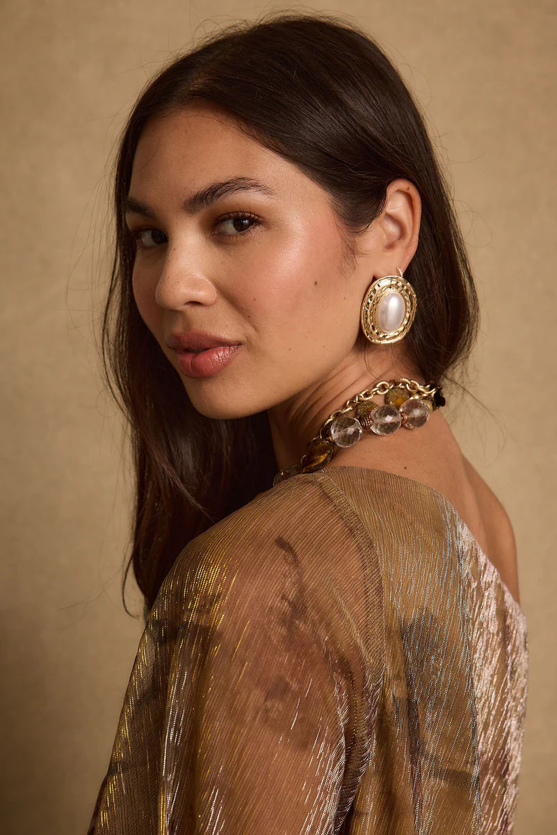 Bailey Gold and Pearl Statement Earrings | 12th Tribe