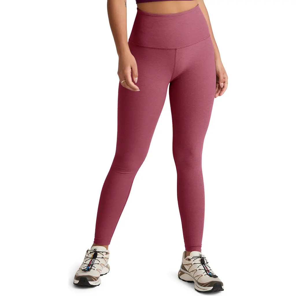 Beyond Yoga Caught in the Midi High Waist Leggings in Smooth Mauve Heather at Nordstrom, Size X-Small | Nordstrom