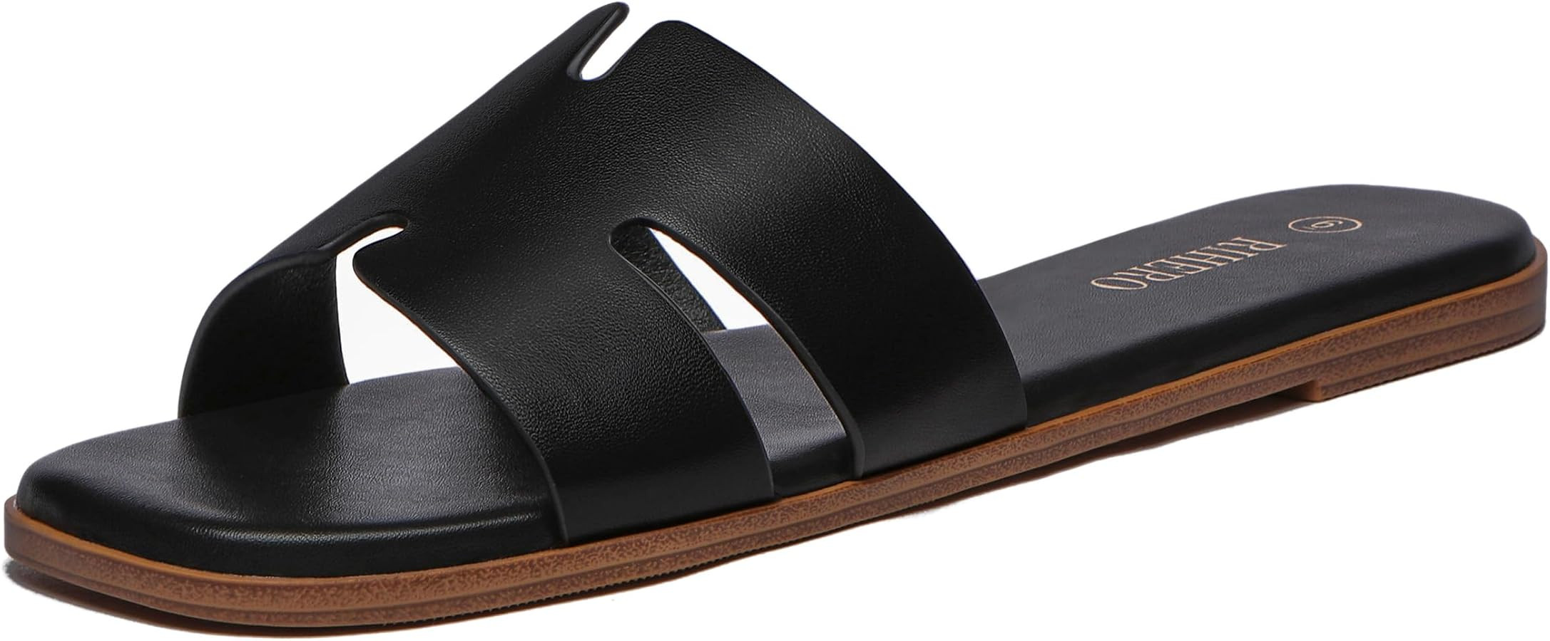 Rihero Women's Dressy Flat Sandals Comfortable Slip On Leather Slide Sandals | Amazon (US)