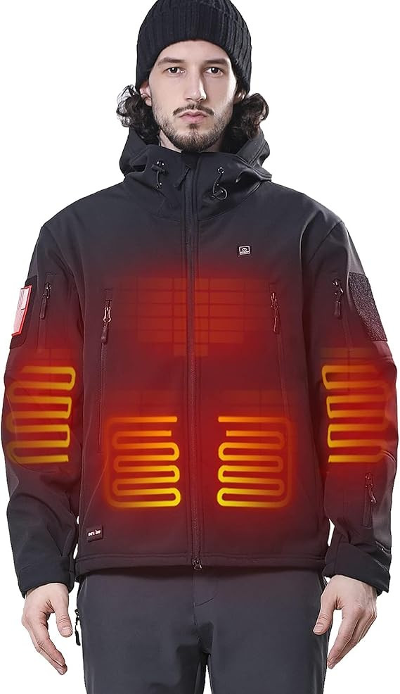 DEWBU Heated Jacket for Men with 12V Battery Pack Winter Outdoor Soft Shell Electric Heating Coat | Amazon (US)