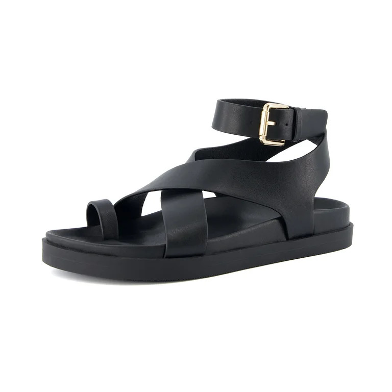 Cushionaire Entry Womens Ankle Wrap Molded Footbed Sandal with Adjustable Strap | Non-Slip Outsol... | Walmart (US)
