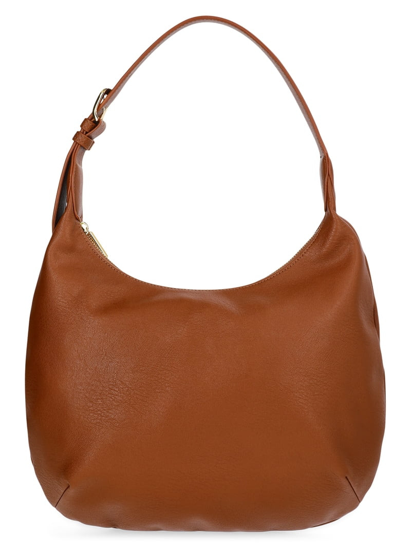 Time and Tru Women's Sybil Faux Leather Hobo Handbag, Cognac | Walmart (US)