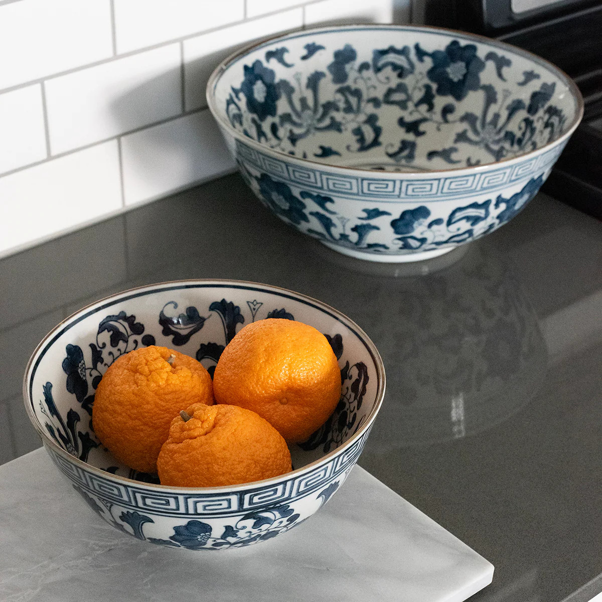 Blue & White Greek Key Bowl Pair | Tuesday Made