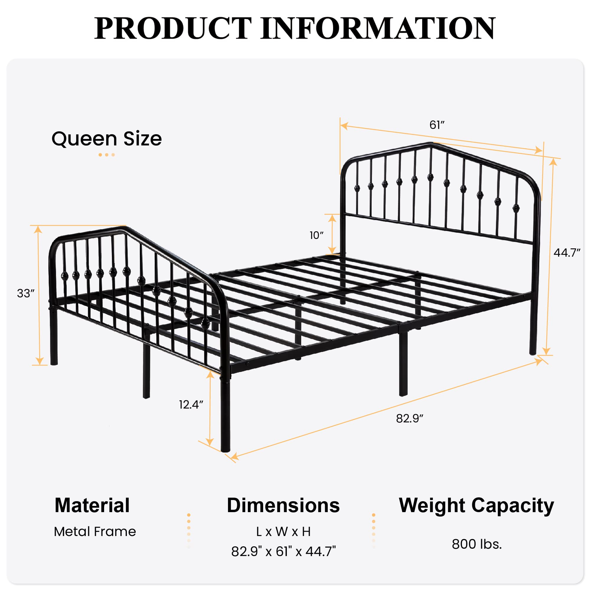 SHA CERLIN Queen Size Metal Platform Bed Frame with Victorian Style Wrought Iron-Art Headboard/Fo... | Amazon (US)
