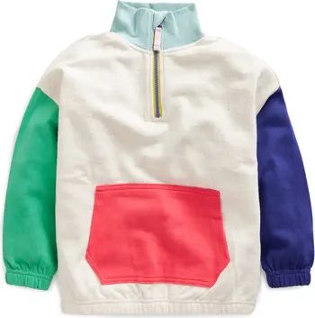 Mini Boden Kids' Colorblock Quarter Zip Sweatshirt | Nordstrom | Nordstrom