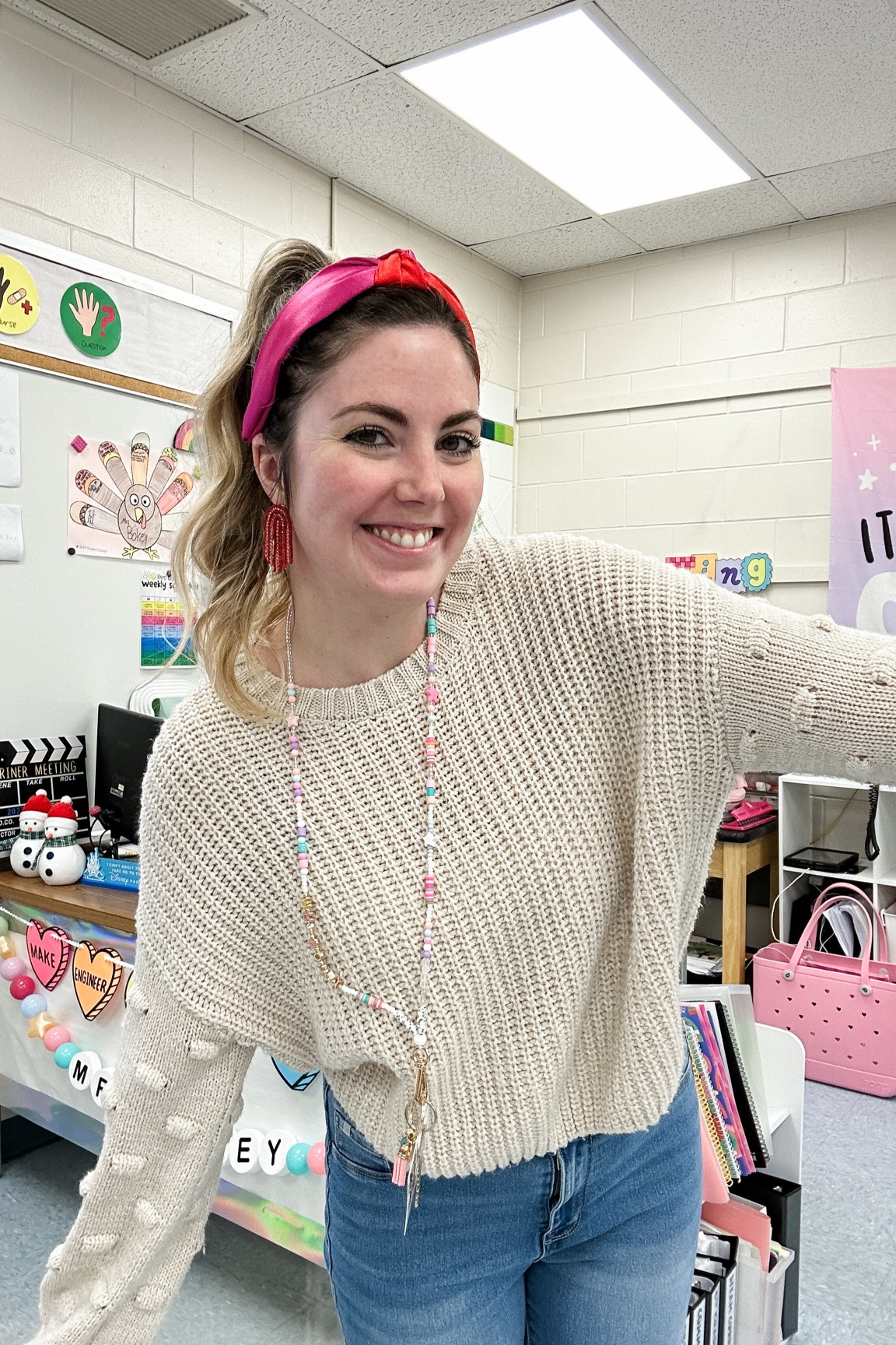 A hint of Valentine’s Day in my teacher ootd! ❤️🥰🫶🏻 My sweater and headband are old, but I tagged my accessories! 

#LTKGiftGuide #LTKMostLoved #LTKworkwear
