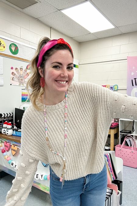 A hint of Valentine’s Day in my teacher ootd! ❤️🥰🫶🏻 My sweater and headband are old, but I tagged my accessories! 

#LTKGiftGuide #LTKMostLoved #LTKworkwear