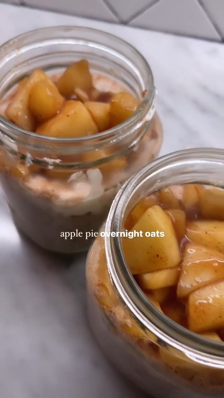 Apple Pie Overnight Oats are made in mason jars for easing transportation and cleanup. Make these ahead of the week for breakfast meal prep all week long! Full recipe on www.sweetsavoryandsteph.com

#LTKHome