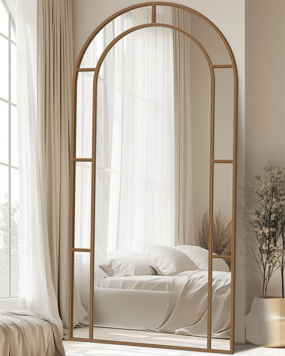 Antok 81" x 41" Full Length Mirror, Floor Mirror Arched Window Decorative Mirror, Metal Framed De... | Amazon (US)