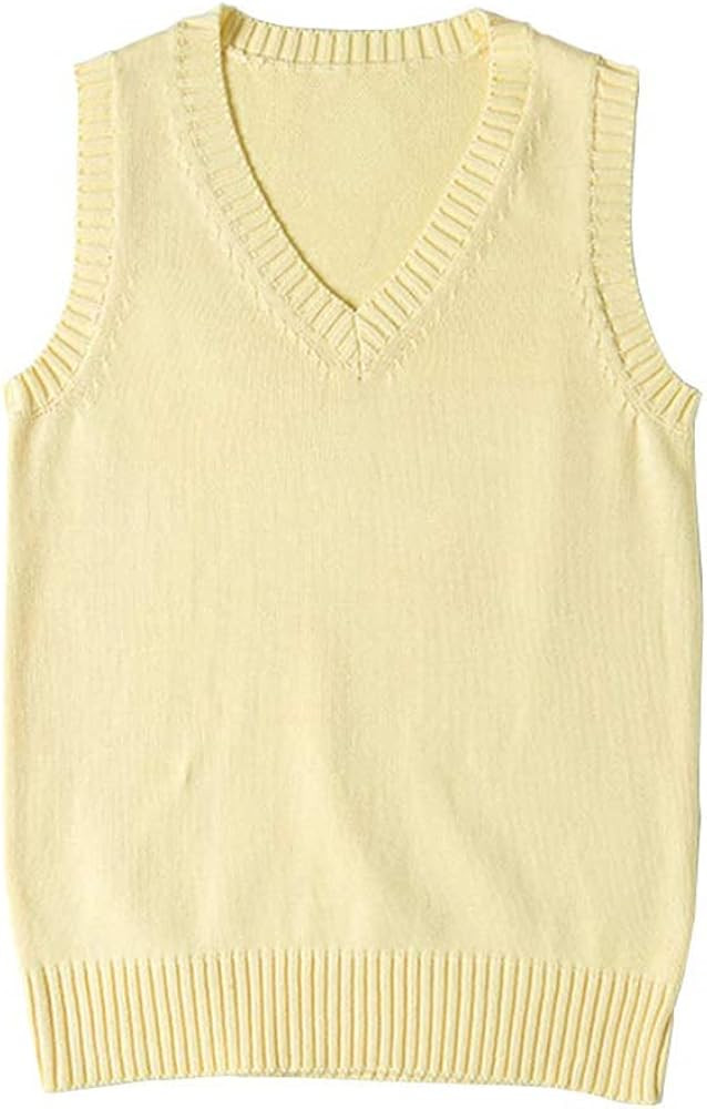 Blostirno Women’s Sweater Vest V Neck JK Uniform Kint Vests Solid Classic Sleeveless Pullover S... | Amazon (US)