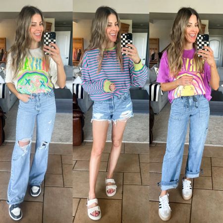 In my colorful era. I have been loving color lately which is very unlike me. Both of these graphic tees are from Walmart and u set $15!

Sizing:
Cream graphic tee: M should have done a small
Sweatshirt: M
Pink graphic tee XL
.
.
.
.

@walmartfashion  #walmartfashion #walmartpartner #walmartstyle #walmarthaul #walmartfinds #walmartfashion #walmarttryon #walmartoutfit #walmarttryon #timeandtruwalmart #walmartoutfits #walmartoutfit #casualspringoutfit #walmartspringoutfits #walmartspringhaul #walmartspringfashion #walmartdenim #walmartjeans #noboundarieswalmart  

#LTKfindsunder50 #LTKsalealert #LTKstyletip