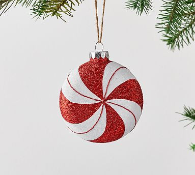 Glitter Glass Peppermint Ornament | Pottery Barn (US)