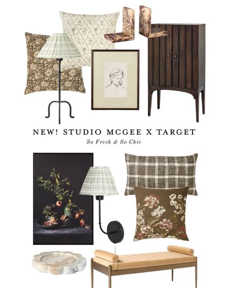 NEW! Target x Studio McGee home decor!
-
Neutral decor - living room decor - bedroom decor -affordable decor - studio McGee new finds - wall sconce with plaid shade - moody framed wall art - sketch portrait art framed - floral vintage throw
Pillows - dark brown cabinet - plaid throw pillow - upholstered beige bench with bolster pillows - marble scalloped trinket dish - table lamp plaid shade vintage style 

#LTKFindsUnder100 #LTKFamily #LTKHome