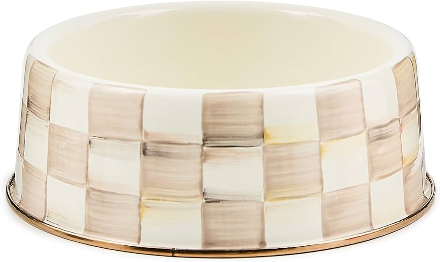 MACKENZIE-CHILDS Enamel Pet Bowl, Cute Cat and Dog Bowl for Food and Water, Large, Brown-and-Whit... | Amazon (US)