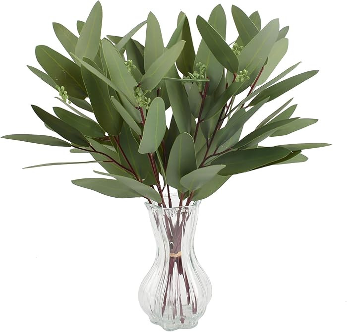 Artificial Seed Eucalyptus 10pcs Faux Eucalyptus Stems Leaves Greenery 15 Inch Faux Branches for ... | Amazon (US)