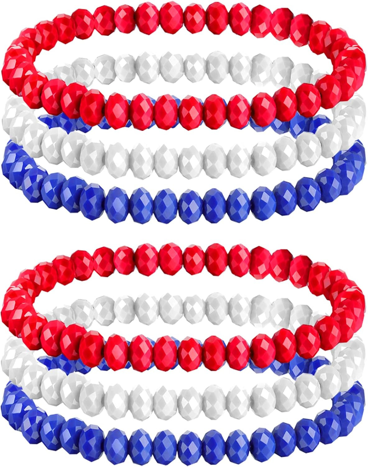 IDesign 2 Set USA American Flag Bracelet Set For Women Mens Red Blue White Beads Stretch Bracelet... | Amazon (US)