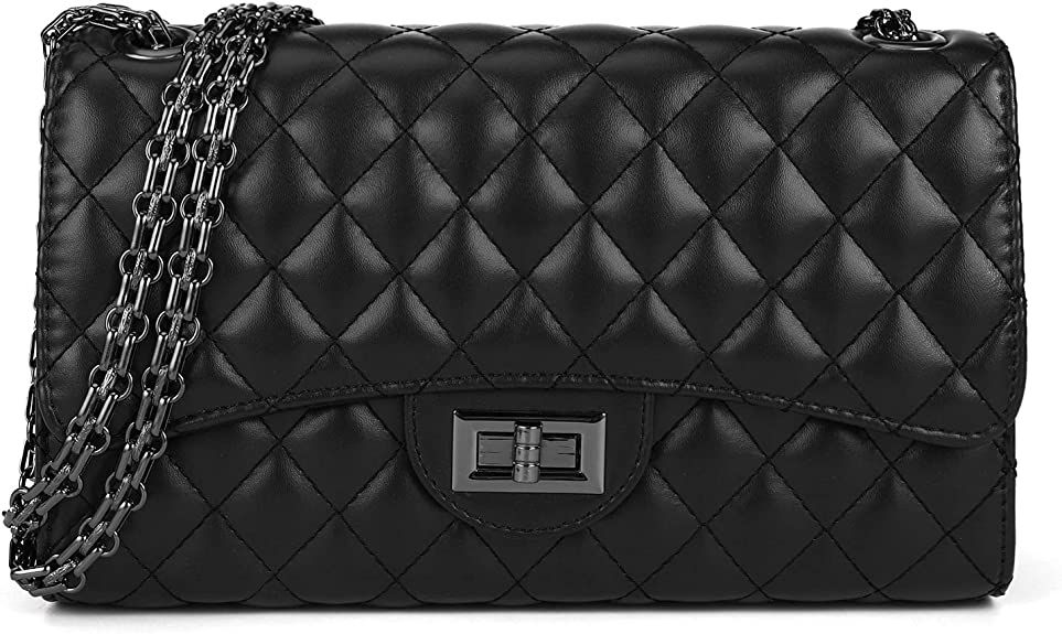 Quilted Crossbody Bags for Women Leather Ladies Shoulder Purses with Chain Strap Stylish Clutch P... | Amazon (US)