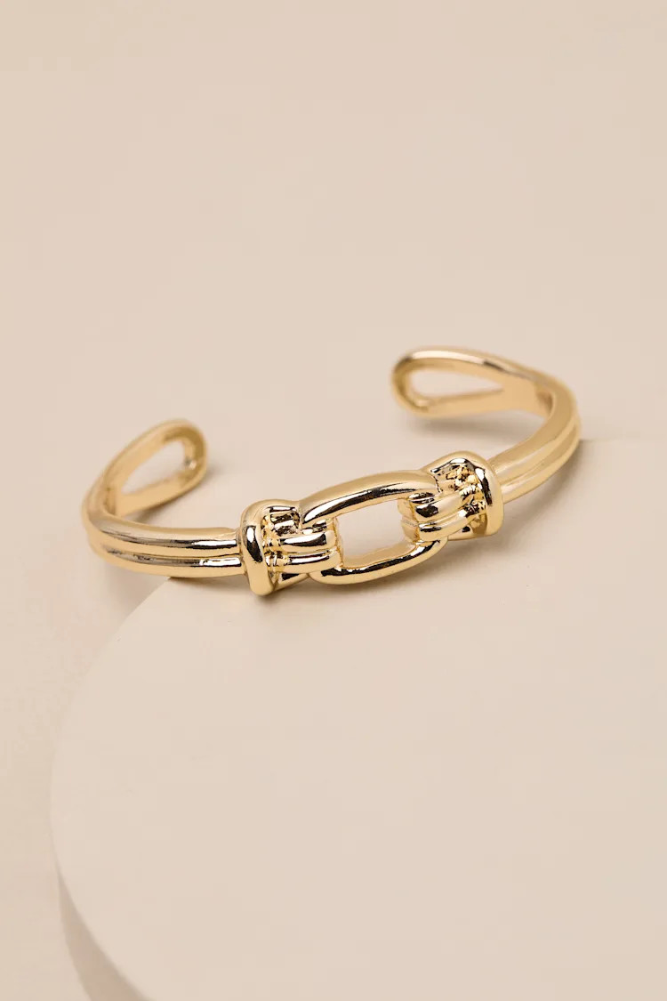 Leilah Gold Knotted Link Cuff Bracelet | Lulus