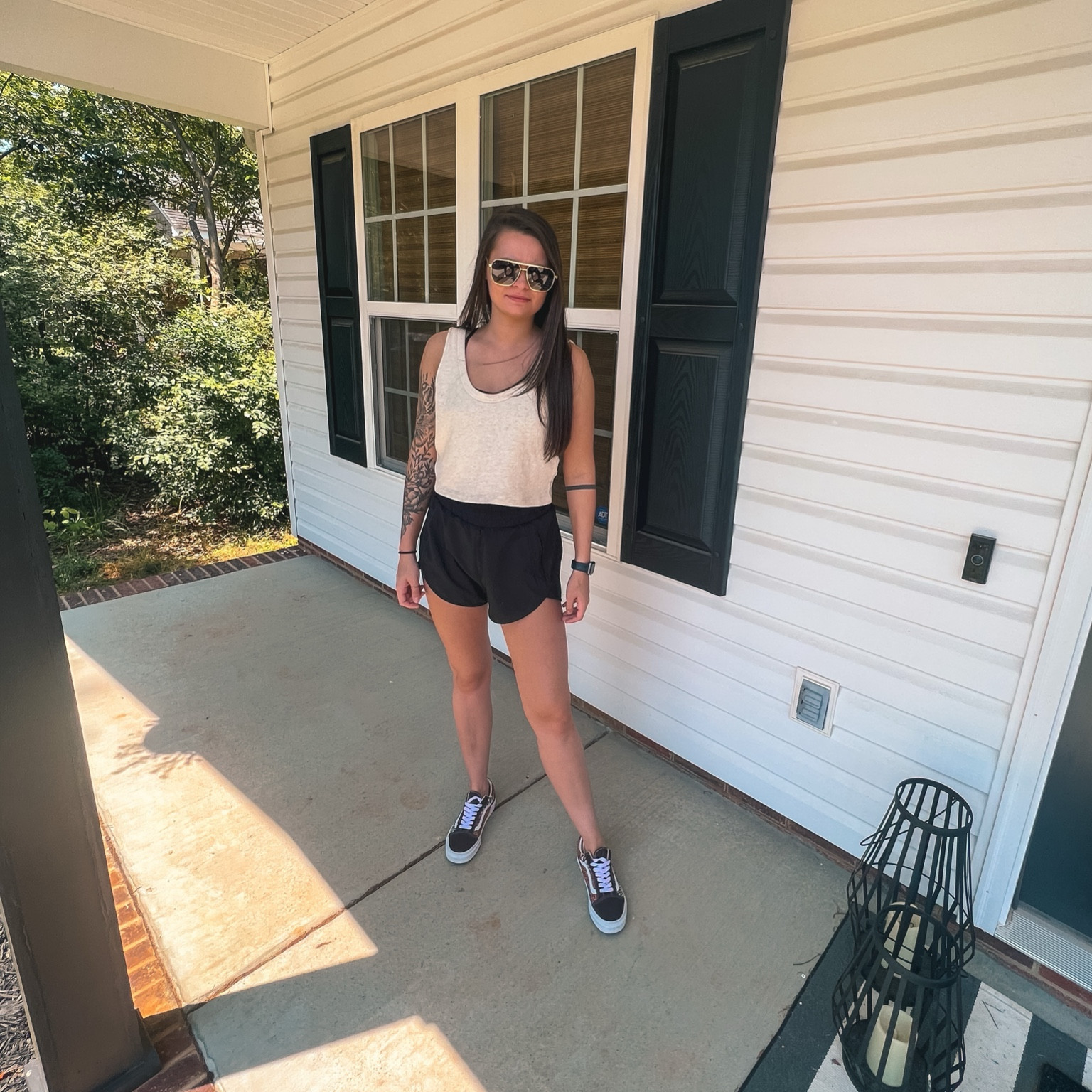 Causal and comfy outfit for lunch on a hot day. Lululemon dupe shorts! 

#LTKFind #LTKunder50 #LTKsalealert