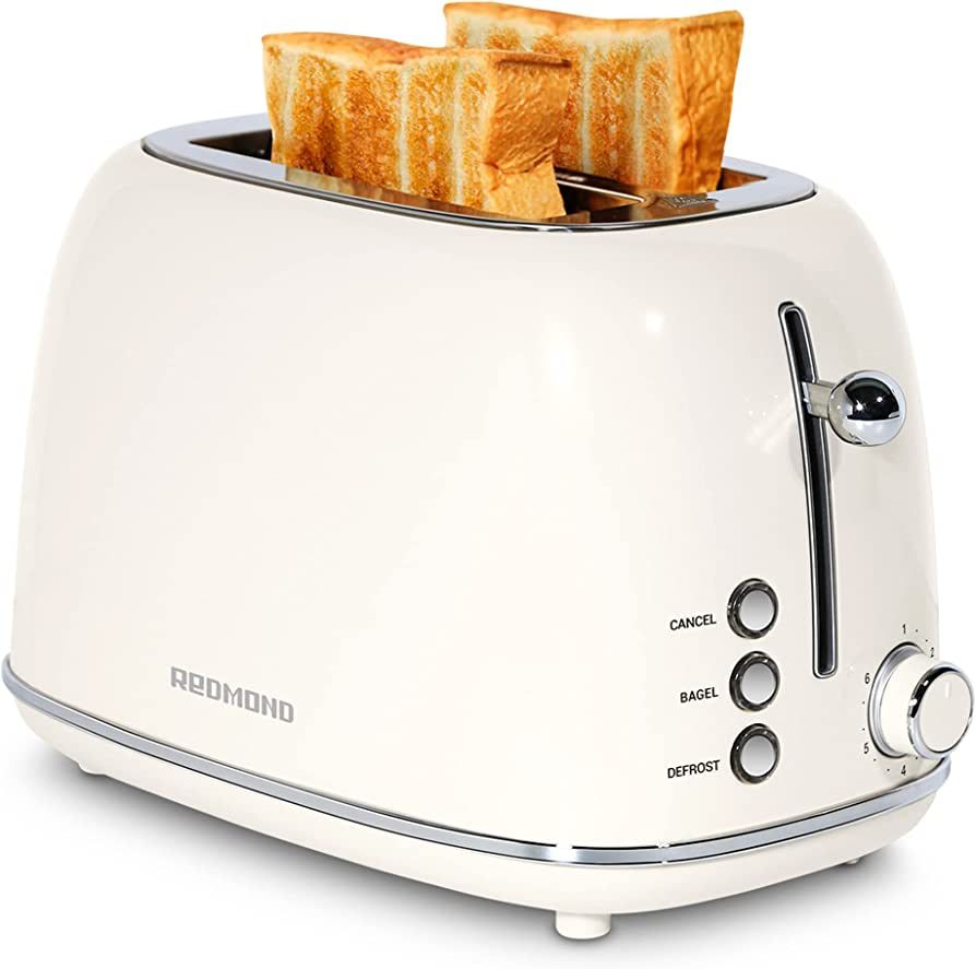 REDMOND 2 Slice Toaster Retro Stainless Steel Toaster with Bagel, Cancel, Defrost Function and 6 ... | Amazon (US)